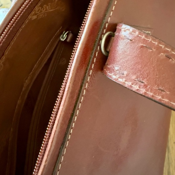 Beautiful Vintage Chestnut Brown Fossil 100% Leather Handbag Purse - Picture 4 of 14